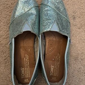 TOMS Women's Glitter Slip-On Shoes - Light Blue